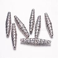 Tibetan Style Alloy Beads, Lead Free and Cadmium Free, Tube, Antique Silver, 25x5mm, Hole: 1mm(X-LF0480Y-NF)