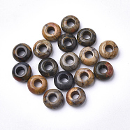 Natural Polychrome Jasper/Picasso Stone/Picasso Jasper European Large Hole Beads, Rondelle, 13~14x7~8mm, Hole: 5mm(G-Q442-11)