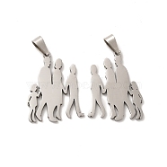201 Stainless Steel Pendants, Family Charms, Stainless Steel Color, 27x19.8x1.4mm, Hole: 6.5x3.3mm(STAS-K251-031P)