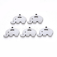 304 Stainless Steel Pendants, Laser Cut, Elephant, Stainless Steel Color, 12x17x1mm, Hole: 1.4mm(X-STAS-N092-54)