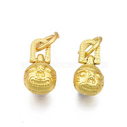 Brass Charm, with Jump Rings, Matte Style, Round, Matte Gold Color, 13.5x8x7.5mm,  Jump Ring: 7.5x1mm, 5mm(KK-N238-028)