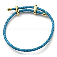 Leather Braided Cord Bracelets, Adjustable Bracelet, Deep Sky Blue, Inner Diameter: 5/8~2-7/8 inch(1.5~7.3cm)(BJEW-G675-06G-13)
