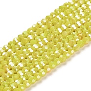 Opaque Glass Beads Stands, AB Color, Faceted(32 Facets), Round, Yellow, 3.5x3mm, Hole: 1mm, about 163~166pcs/strand, 50~51cm(EGLA-A035-P3mm-B04)