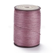 Round Waxed Polyester Thread String, Micro Macrame Cord, Twisted Cord, for Leather Sewing Stitching, Old Rose, 0.8mm, about 54.68 Yards(50m)/Roll(YC-D004-02E-013)