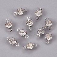 Platinum Tone Clear Color Brass Middle East Rhinestone Links connectors, Nickel Free, 8.5x4.5x3.5mm, Hole: 0.8mm(X-RSB019NF)