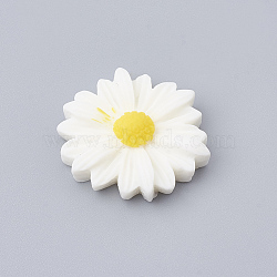 Resin Cabochons, Flower/Daisy, White, 23x22x7mm(CRES-N007-10M)