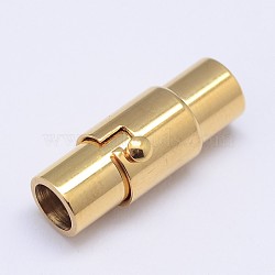 Column 304 Stainless Steel Locking Tube Magnetic Clasps, Ion Plating (IP), Golden, 17x7mm, Hole: 5mm(STAS-D117-C-G)