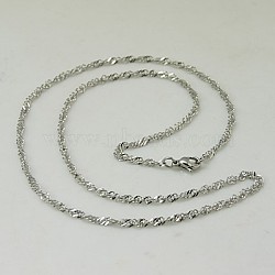 Tarnish Resistant Valentines Day Gift for Him 304 Stainless Steel Necklace Men's Rope Chain Necklaces, Stainless Steel Color, 17.89 inch(45.4cm)(NJEW-H411-22)