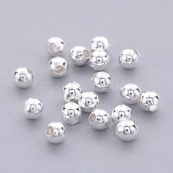 Brass Smooth Round Beads, Seamed Spacer Beads, Silver Color Plated, 3mm, Hole: 1mm, about 1000pcs/50g(X-EC400-1S)