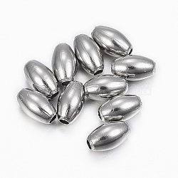 304 Stainless Steel Beads, Rice, Stainless Steel Color, 7x4mm, Hole: 1.2mm(X-STAS-H396-A-06P)
