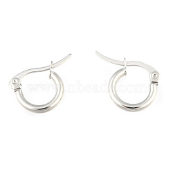 304 Stainless Steel Hoop Earrings, Hypoallergenic Earrings, Ring Shape, Stainless Steel Color, 12 Gauge, 12x2mm,  Pin: 0.7~1.3x0.68mm(EJEW-F105-36P)