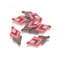 MIYUKI & TOHO Handmade Japanese Seed Beads Links, Loom Pattern, Double Rhombus, Colorful, 27~29x13~14x1.7mm, Hole: 1.5mm(SEED-A029-AB13)