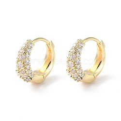 Brass Micro Pave Cubic Zirconia Hoop Earrings, Ring, Real 18K Gold Plated, 14x5.5mm(EJEW-P259-16G)