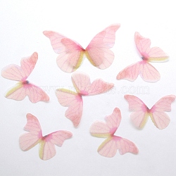 Atificial Craft Chiffon 2 Layer Butterfly Wing, Handmade Organza 3D Butterfly Wings, Gradient Color, Ornament Accessories, Pink, 30x20mm(FIND-PW0001-028-E02)