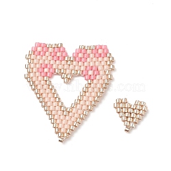 2Pcs 2 Style Handmade MIYUKI Japanese Seed Beads, Loom Pattern, Heart, PeachPuff, 11~31x10.5~27.5x2mm, 1Pc/style(PALLOY-MZ00027)