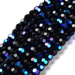 Opaque Glass Beads Strands, Faceted, Round, Black, 6x5.5mm, Hole: 0.9mm, about 94~97pcs/strand, 21.06~21.18''(53.5~53.8cm)(EGLA-A035-P6mm-L18)