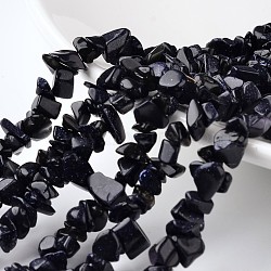 Nuggets Synthetic Blue Goldstone Bead Strands, 4~6x8~12x2~4mm, Hole: 1mm, about 34.6 inch(G-M344-19)