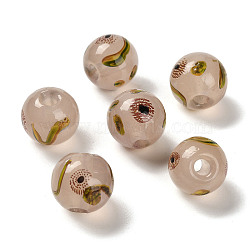 Handmade Opaque Lampwork Beads, Round, BurlyWood, 11.5~12.5mm, Hole: 2~2.5mm(LAMP-C016-04B-01)