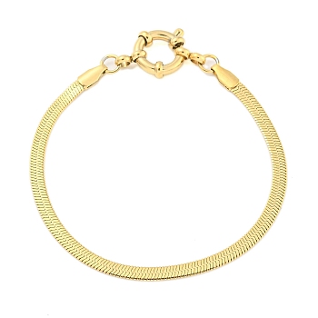 304 Stainless Steel Herringbone Chain Bracelets for Women, Real 18K Gold Plated, 6-7/8 inch(17.5cm)