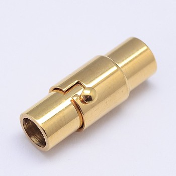 Column 304 Stainless Steel Locking Tube Magnetic Clasps, Ion Plating (IP), Golden, 17x7mm, Hole: 5mm