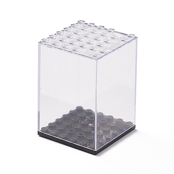 (Defective Closeout Sale: Scratched) Plastic Display Boxes, for Ornaments, Building Blocks Display, with Black Base, Clear, 4.7x4.7x6.9cm, Inner Diameter: 4.4x4.4cm