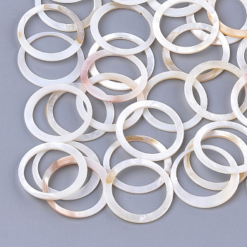 Freshwater Shell Linking Ring, Ring, Seashell Color, 25x1mm