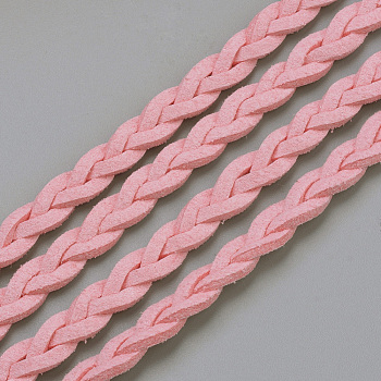 Braided Faux Suede Cord, Faux Suede Lace, Pink, 7x3mm, about 5yards/1roll