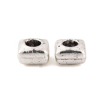 Tibetan Style Alloy Beads, Lead Free & Cadmium Free, Square, Antique Silver, 5x5x3mm, Hole: 2mm, 2857pcs/1000g