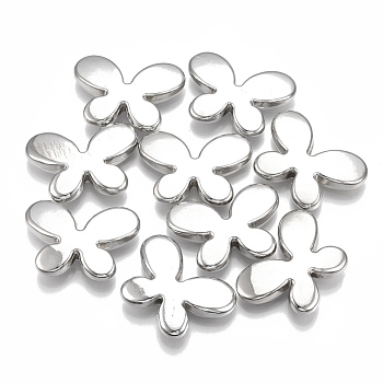 CCB Plastic Beads, Butterfly, Platinum, 21.5x30x6mm, Hole: 2.5mm, about 243pcs/500g