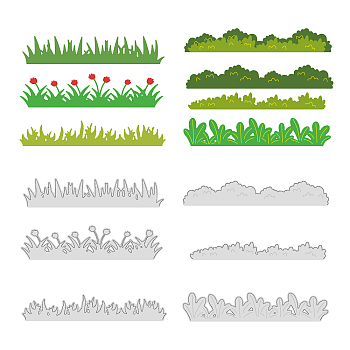 Grass Carbon Steel Cutting Dies Stencils, for DIY Scrapbooking, Photo Album, Decorative Embossing Paper Card, Stainless Steel Color, 19~31x142~152x0.8mm, 6pcs/set