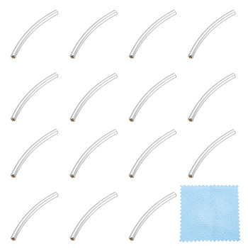 BENECREAT 16Pcs Tube 925 Sterling Silver Beads, Silver, 20x1.5mm, Hole: 1mm