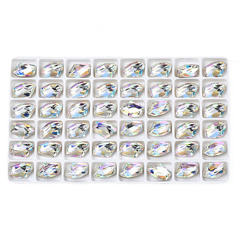 48Pcs Glass Rhinestone Cabochons, Nail Art Decoration Accessories, Faceted, Clear AB, 14x9x5mm