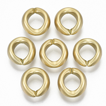Opaque Spray Painted Acrylic Linking Rings, Quick Link Connectors, for Rolo Chains Making, Ring, Gold, 20x18x8mm, Inner Diameter: 11.5x9mm, about 435pcs/500g