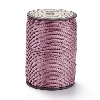 Round Waxed Polyester Thread String, Micro Macrame Cord, Twisted Cord, for Leather Sewing Stitching, Old Rose, 0.8mm, about 54.68 Yards(50m)/Roll