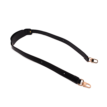 PU Bag Handles, with Alloy Clasps, Bag Straps Replacement Accessories, Black, 115x4.5x0.72cm