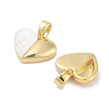 Brass Pave Natural Shell Peach Heart Charms(KK-C051-21G)-2