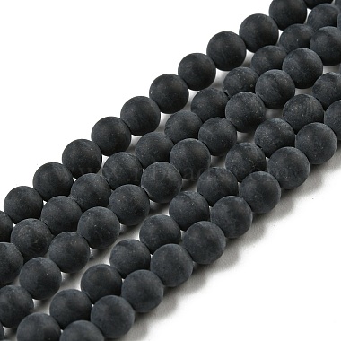 4mm Black Round Black Agate Beads