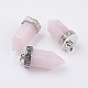 Natural Rose Quartz Pointed Pendants(G-E442-03S)-1