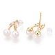 Natural Pearl Stud Earrings with Cubic Zirconia(PEAR-N020-05G)-1