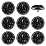 10Pcs 1-Hole Alloy Rhinestone Shank Buttons, Half Round, Gunmetal, 25x13mm, Hole: 2mm(BUTT-PH0001-86)
