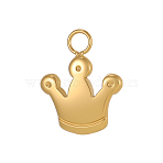 304 Stainless Steel Charms, Crown, Ion Plating(IP), Real 18K Gold Plated, 12x10mm(STAS-OY009-66G)