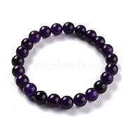 Dyed Natural Jade Beads Stretch Bracelets, Round, Black, Inner Diameter: 2-1/4 inch(5.7cm), Bead: 8~8.5mm(BJEW-J183-B-11)