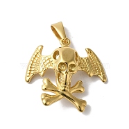 PVD Vacuum Plating 304 Stainless Steel Pendants, Skull with Wing Charm, Golden, 33x37x9mm, Hole: 10x4.5mm(STAS-B069-46G-04)