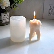 Tooth DIY Candle Food Grade Silicone Molds, for Scented Candle Making, Halloween Theme, White, 7x11cm(CAND-PW0007-035)