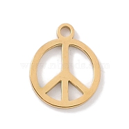 304 Stainless Steel Charms, Laser Cut, Golden, Peace Sign, 10x8x1mm, Hole: 1mm(STAS-K286-01B-G)