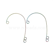 Rainbow Color 316 Stainless Steel Ear Cuff Findings, Climber Wrap Around Non Piercing Earring Findings with 3 Loop, 59x38x0.5mm, Hole: 4mm(STAS-H148-03M)