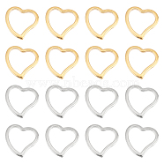 40Pcs 2 Colors 304 Stainless Steel Linking Rings, Heart, Golden & Stainless Steel Color, 14.5x15x1.5mm, Hole: 9.5x11mm, 20pcs/color(STAS-UN0041-27)