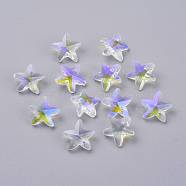 Faceted Glass Charms, Starfish, Clear, 14x15x7mm, Hole: 1.4mm(GLAA-H101-A-12)
