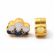 Rack Plating Alloy Enamel European Beads, Large Hole Beads, Cloud, Matte Gold Color, 9x12.5x6mm, Hole: 4mm(PALLOY-A001-07MG)