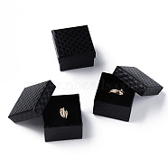 Square Cardboard Ring Boxes, with Sponge Inside, Black, 2x2x1-3/8 inch(5x5x3.5cm)(CBOX-S020-03)